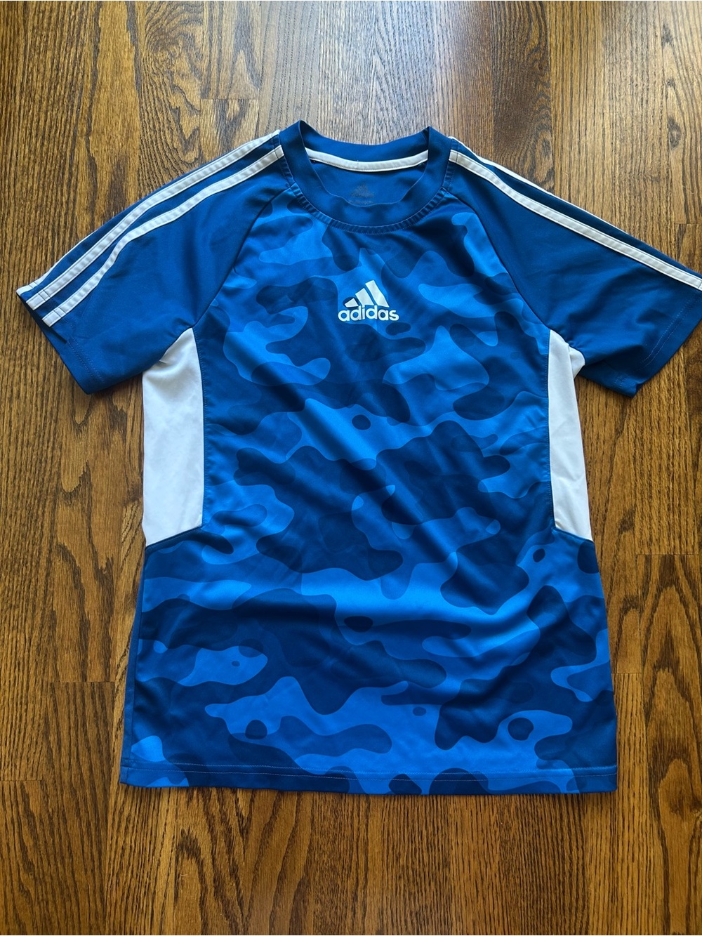 adidas Blue Camo Short Sleeve Sports Tee